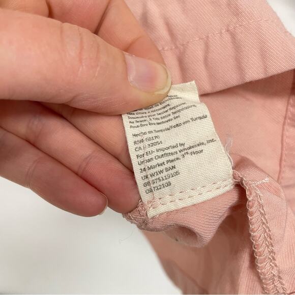 Free People Peach Button Down Long Sleeve Babydoll Mini Dress Oversized S - Picture 6 of 12